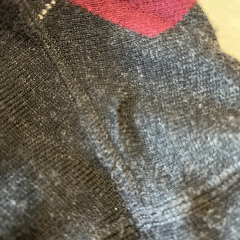 Banana Republic Sweater Black Argyle Diamond‎ 100% Merino Wool V Neck Preppy M